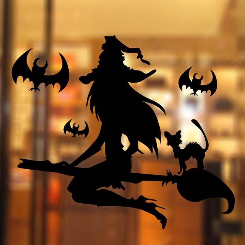 Halloween 3D Night Light Bat Wall Stickers, Witch Bat Broom Flying Stickers, Pumpkin House Horror Stickers