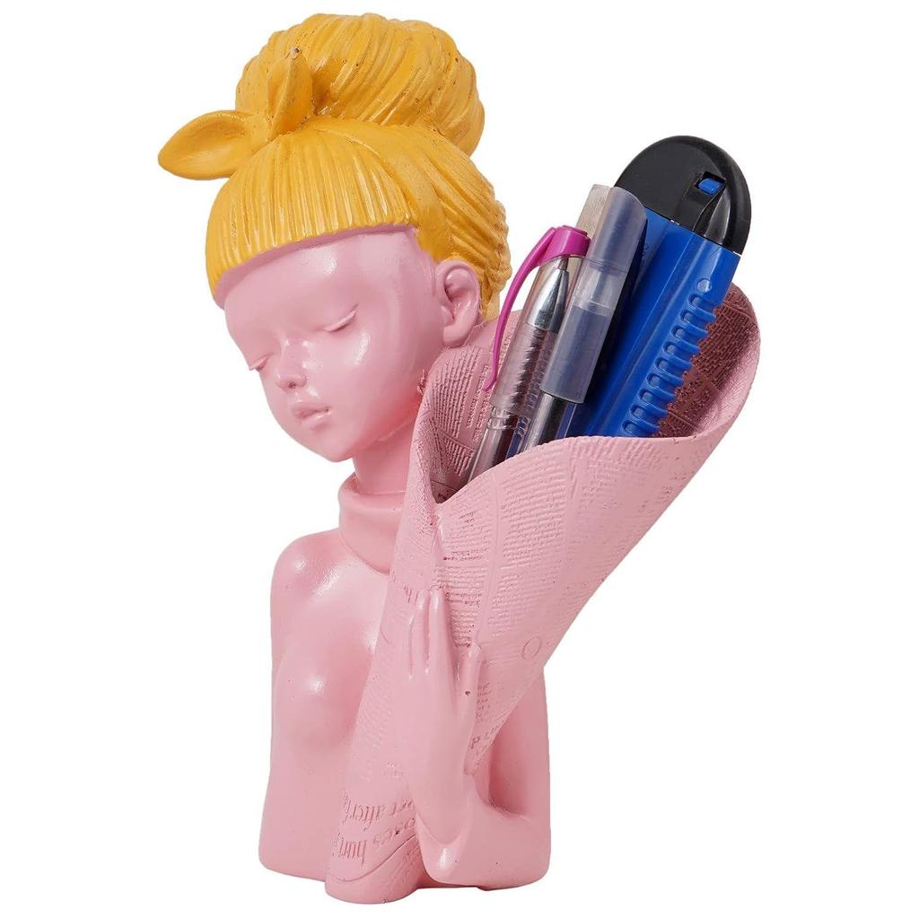 Angel Girl Fantasy Showpiece for Home Decor | Winged Fairy Statue for Shelves | Resin, Pink, 10 X 7 Cm