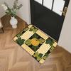 Autumn Plaid Pumpkin Rug Suitable for Gaming Rooms, Bedrooms, Bathrooms - Soft Machine-Washable Floor Mat with Green Leaf & Pumpkin, Cozy Suitable for