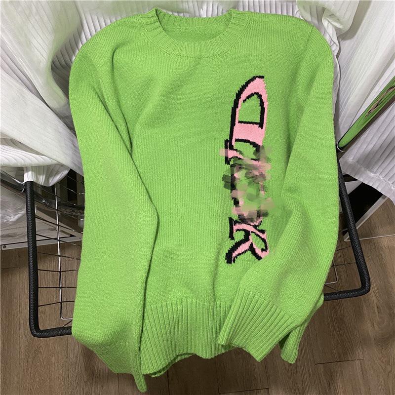 Unisex Color Block Logo Jacquard Round Neck Sweater with Long Sleeves