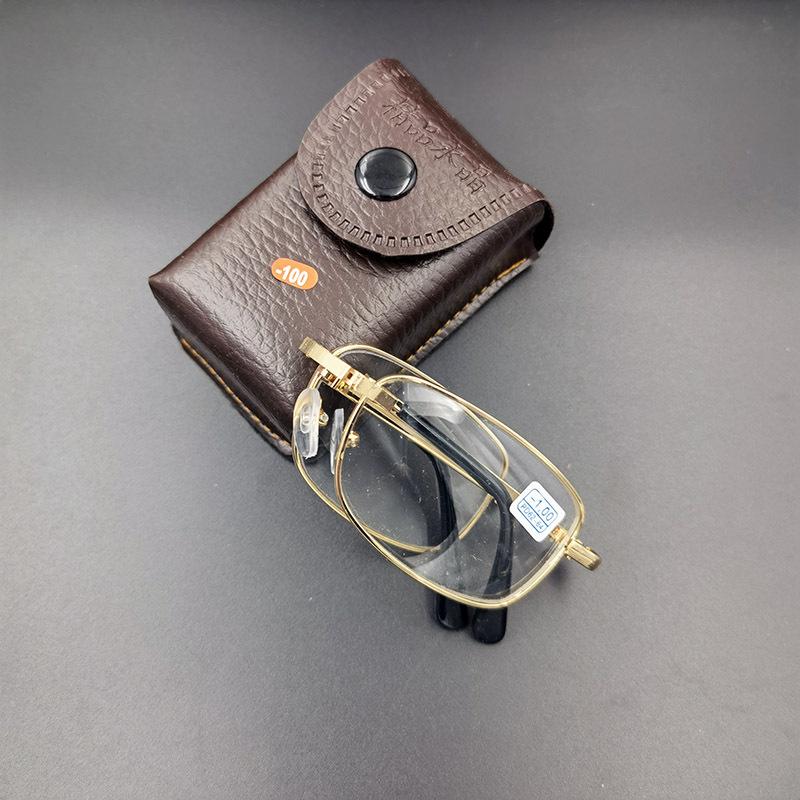 Photosensitive Color-Changing Folding Myopia Glasses with 100-600 Degree Lenses