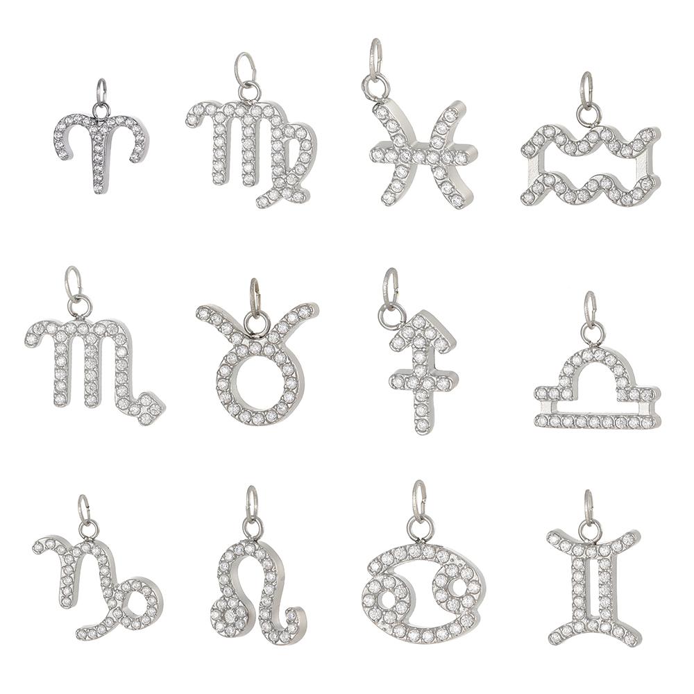 CARLIDANA Hot-Selling Stainless Steel Pendant 12 Zodiac Silver Color Pendant DIY Jewelry Accessories Necklace Pendant Charms