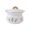Ceramic Candle Heated Mini Stew Pot with Gold Rim