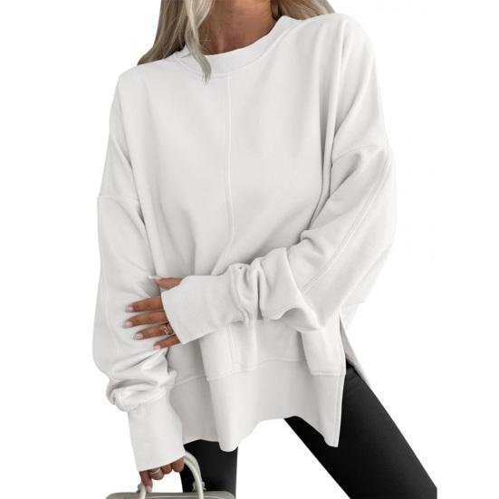 Women's Casual Crew Neck Sweatshirt Oversized Long Sleeve Pullover Tops Soft Side Slit Fall Loose Outfit