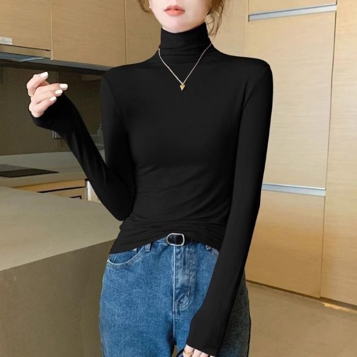 Long Sleeve T Shirt Thermal Women Cotton Elastic Basic Casual Velvet Tops Women Basic T-shirt Casual Tops Women