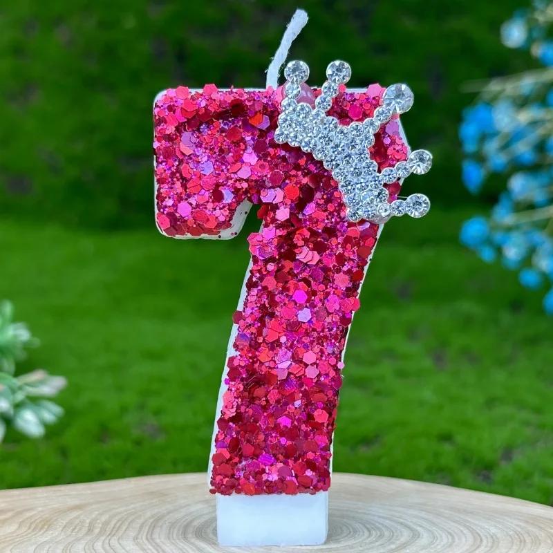 

Свечи с цифрами на день рождения Украшение для торта Празднование китайского Нового года Свечи на день рождения Розово-красные Короны Свадебные подарки Мальчики Девочки