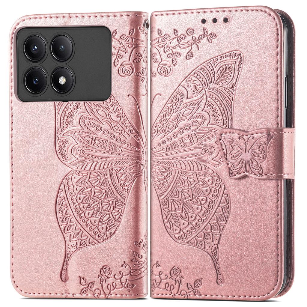 For Xiaomi Redmi K70E 5G/Poco X6 Pro 5G Phone Case Butterfly Pattern Folio Stand View Cover