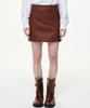 Bikwaieos Faux Leather Washed Mini Skirts_Tan Brown