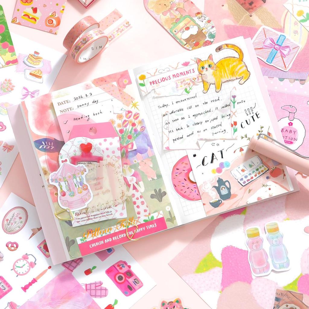 Xin Mo Nuan Ji Hand Account Book Gift Set: Leisure Cultural & Creative Student Stationery with Stickers & Tape