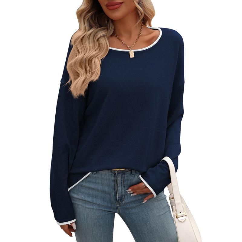 New Clothing Women Round Neck Jump Color Core Yarn Long-sleeved Sweater for Women's Versatile Casual and Elegant Loose Pullover