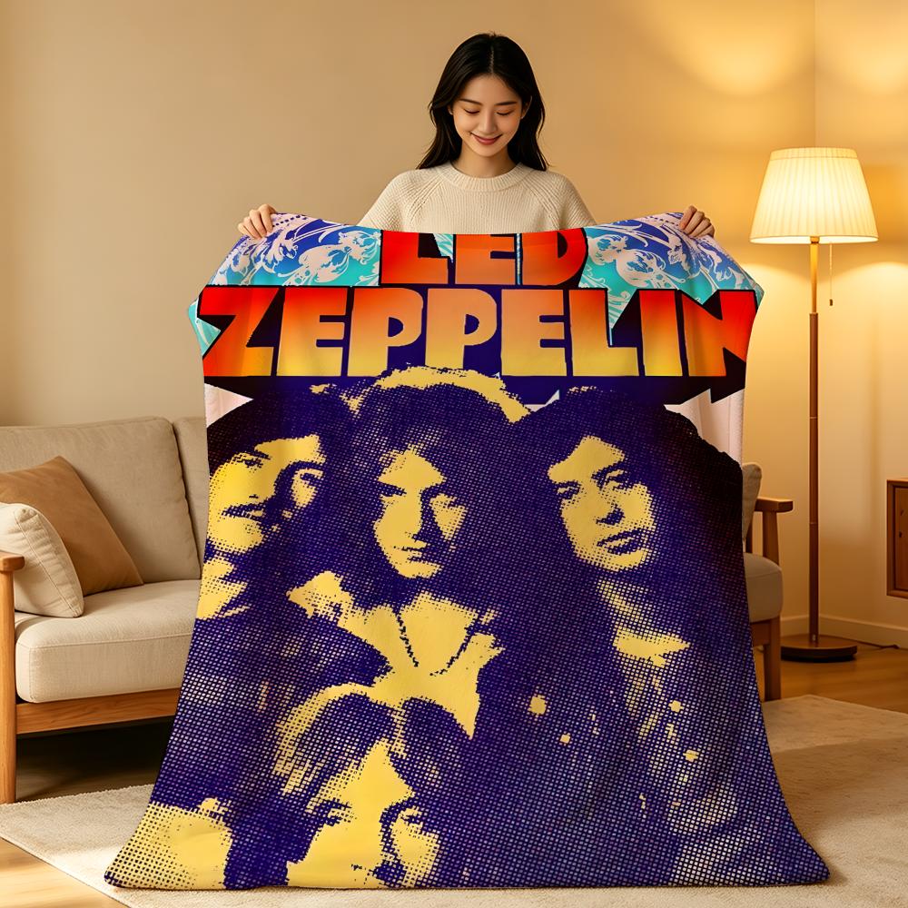 Prikrývka L-Led.Z-Zeppelin Hodiť Vysoko Hustá Krátka Plyšová Mäkká K pokožke Šetrná na Pohovku Spánok V Klimatizovanej Miestnosti Size: 75*100cm, Weight: 230 GSM