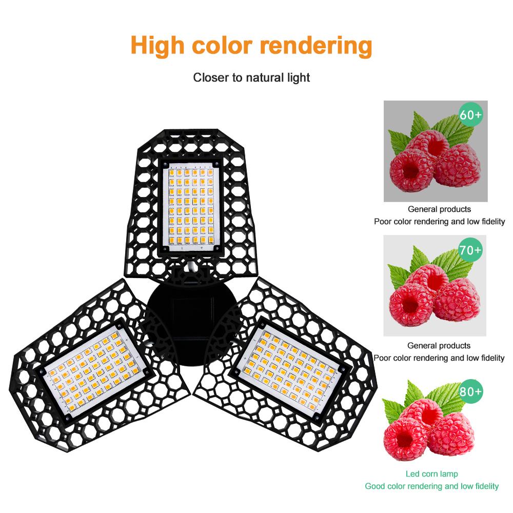 Deformable Bulb 3 Panels 40/60/80w Workshop Lighting Industrial Lighting For Garage Warehouse Emergency Hot Ceiling Light Newest