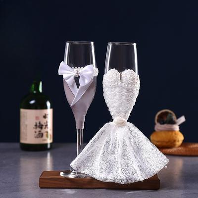 Bröllopschampagneglas Set Romantiska Brud Brudgum Kärlek Skål Glasbägare för Par