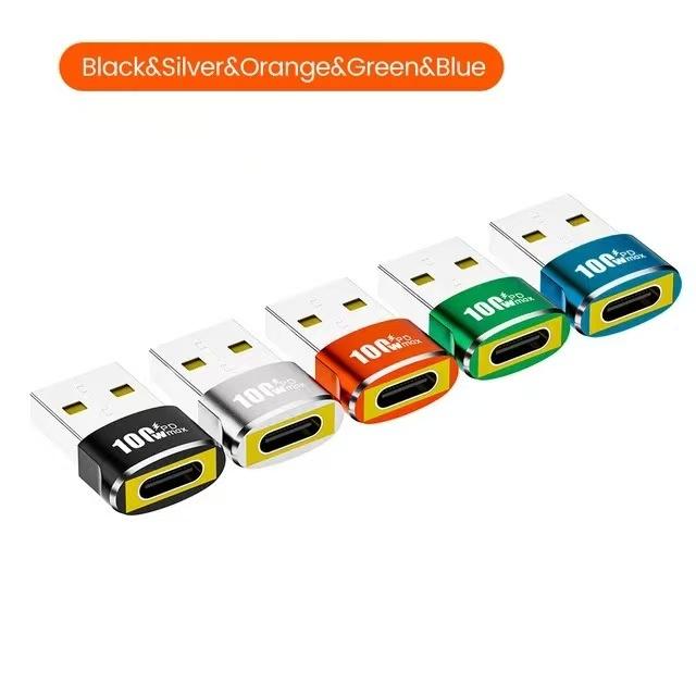 1/2/5Pcs USB To Type C OTG Adapter USB USB-C Female To USB Male PD100W Fast Charging OTG Connector For PC Macbook Samsung