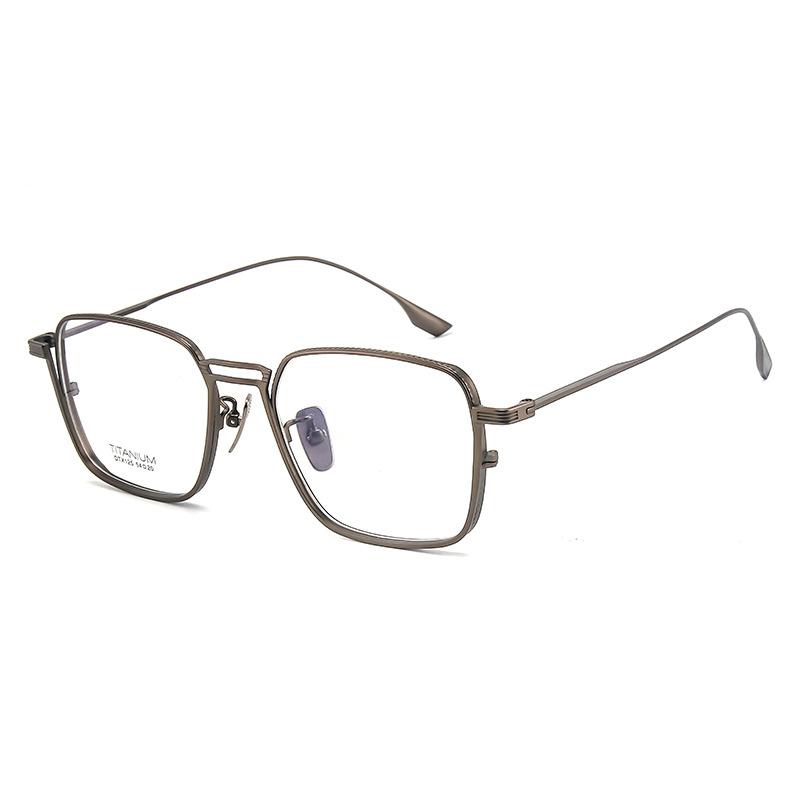 

США Люксовий Бренд Дизайнерські Титанові Ретро Окуляри Чоловічі Окуляри Товсті Ободки Бізнес Захист від Блакитного Світла Оправа NO Lens бронзовий