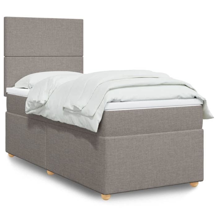 VidaXL Sommier à lattes de lit avec matelas Taupe 90x200 cm Tissu 3291160