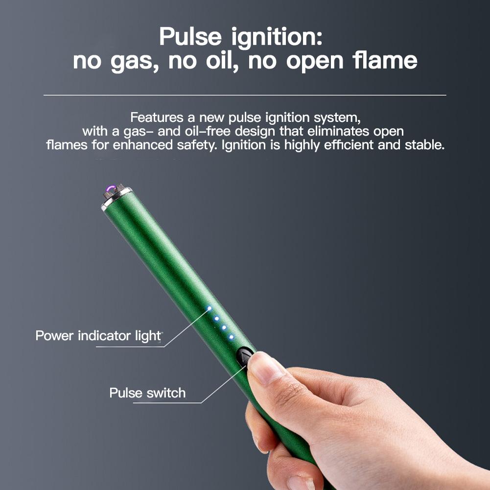 1Pc USB Electric Rechargeable Long Kitchen Lighter for Stovetop Windproof LED Plasma Arc Flameless Candle Unusual Lighter Gift