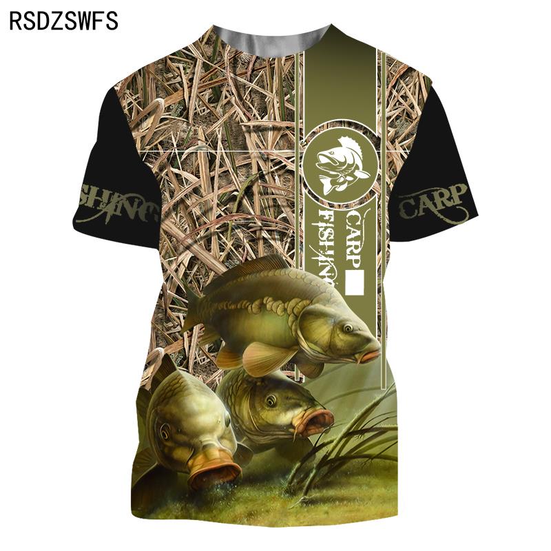 

Красивая мужская футболка с 3D-принтом для ловли карпа Harajuku, модная летняя уличная одежда с коротким рукавом, унисекс, дышащие топы и футболки 5XL