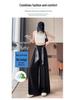 Women's Summer Wide-Leg High Waist Pants with Draped Silk Scarf Belt