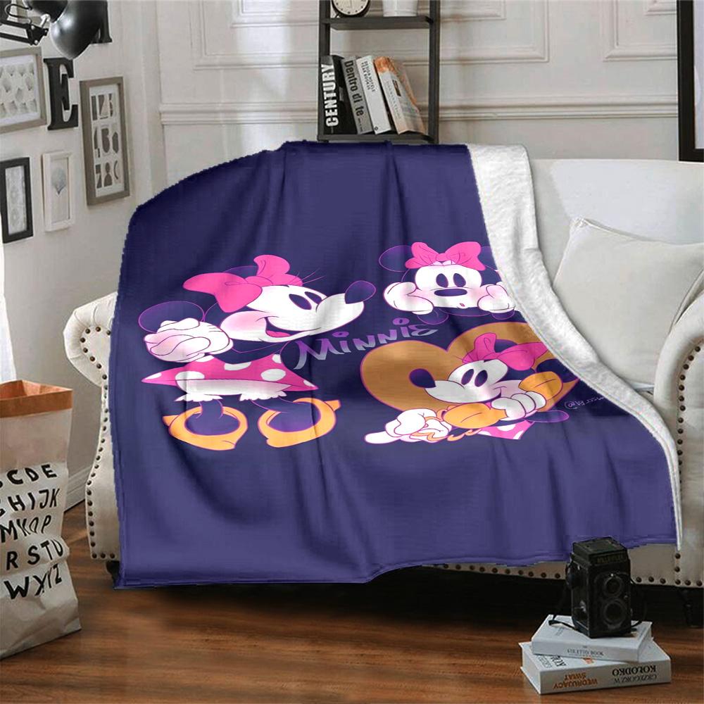 Minnie Mouse Heart Friendship Flannel Blanket Super Soft Warm Cozy Blanket For Sofa Bed Office Travel Allseason Home Decor Gift
