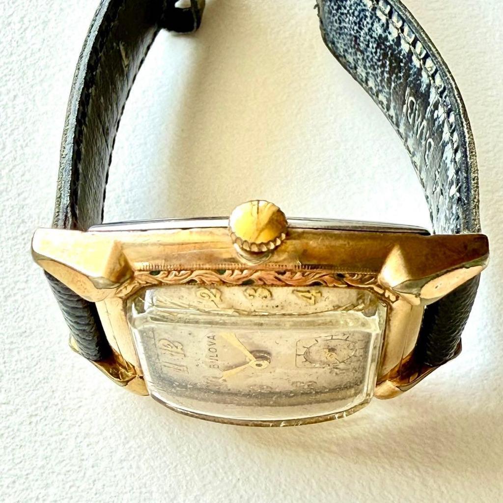 Used Antique Bulova Mechanical/hand-wound Watch Gold/black 1950's Rare
