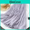 Women Maxi Waistband Skirt Elastic Midrise Long Skirt Solid Color Ice Silk Aline Pleated Skirt Party Beach Wedding Skirt