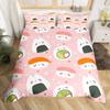 Sushi Duvet Cover Twin Japanese Cherry Blossoms Bedding Set for Girls Boys Room Decor Kawaii Sushi Japan Food Comforter Cover