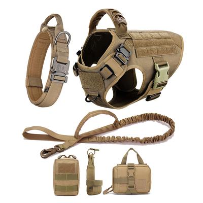 Harnais pour chien de grande taille, collier, laisse, poches Molle, gilet d'entraînement et de marche pour berger allemand malinois, harnais pour chiens de taille moyenne