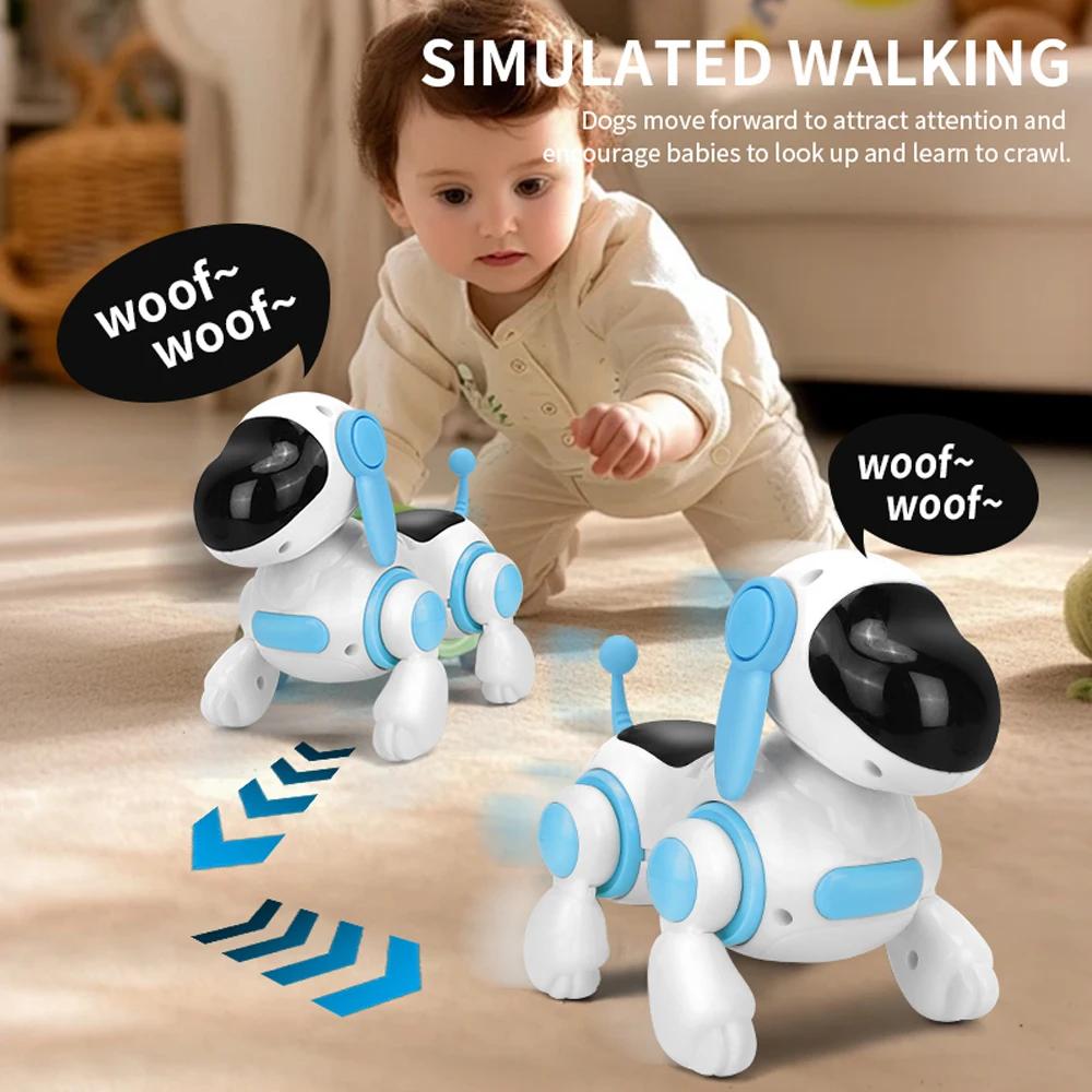 Hit electric walking music dog toy for babies; intelligent crawling imitation puppy