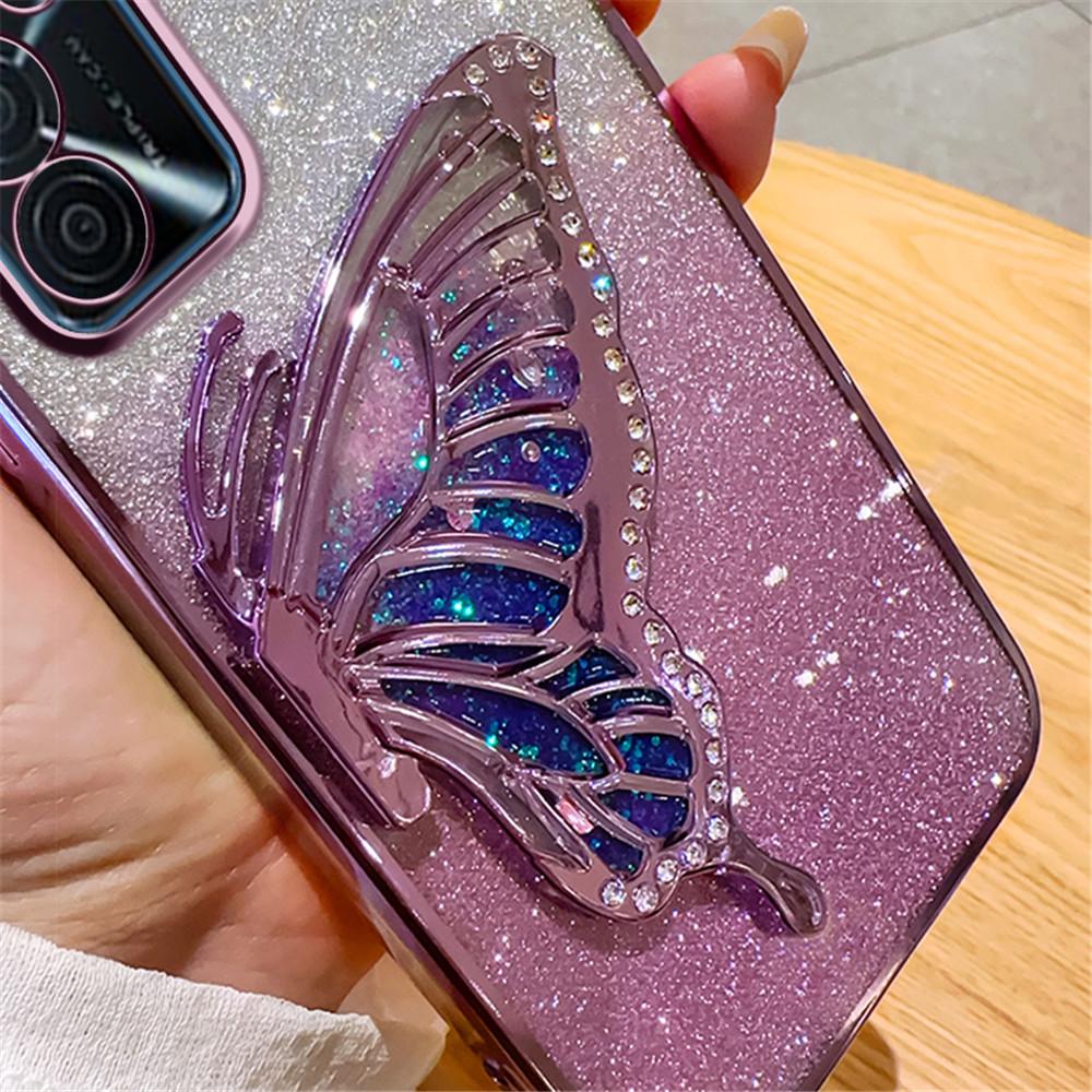 Glitter Butterfly Quicksand Plating Phone Case For OPPO A17 A16 A16S A54S A53S A91 A5 A9 A31 A53 2020 Reno 12 11 Pro 11F Cover