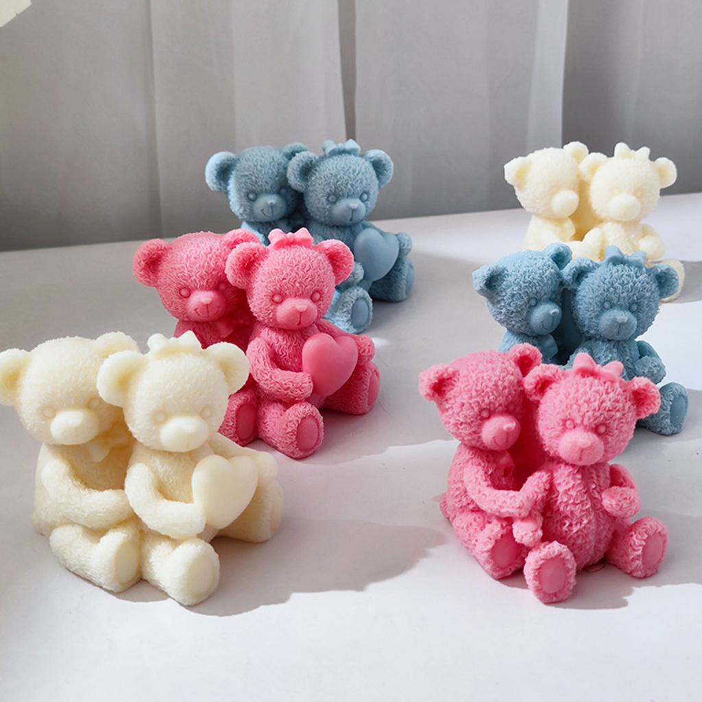 Epoxy Handmade Soap Mold Lovers Bear Decoration Candle Mold for DIY Decoration Making Soap Candle Melt Resin Clay