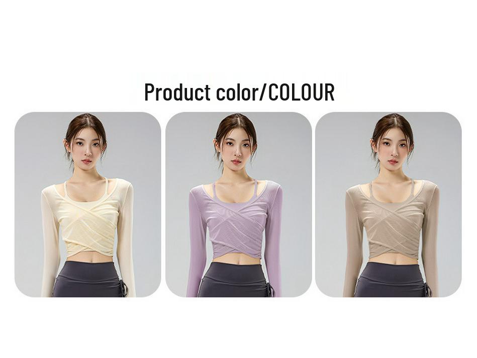 Women's 2025 Temperament Yoga Top: Faux Two-Piece Slimming Pilates Cover-Up