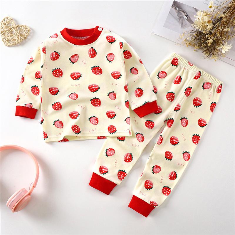 100% Cotton Kids Underwear Set Long Sleeve Thermal Pajamas for Boys & Girls Baby Loungewear Fall/Spring Sleepwear (2-8Y)