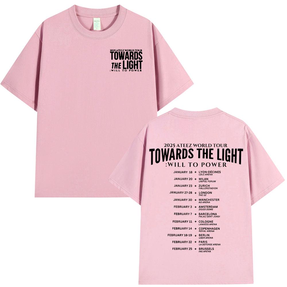 2025 Světové turné Ateez Směrem ke světlu: Will To Power Tričko Pánské Dámské Bavlněná trička Módní Korejské Kpop Tričko Streetwear