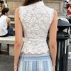Hollow Out Lace Crop Top Slim Fit Y2K Girl Tops Aesthetic Sleeveless Vest  Summer
