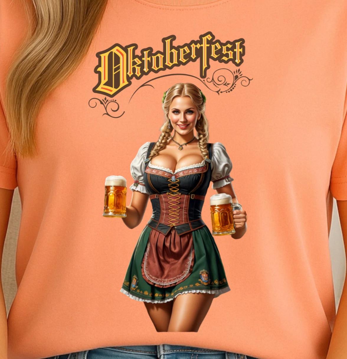 Oktoberfest Beer Maid T-shirt | German Bavarian Festival Tee, Barmaid Shirt S