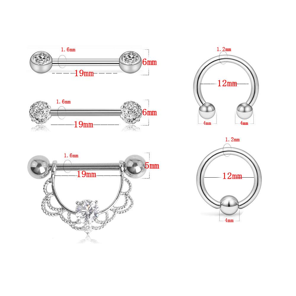 Silber 5 Paar Diamant-Mosaik Diureta Universal Set Europäischer und amerikanischer Punktionsschmuck aus Edelstahl