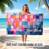 Neon Colorful Theme Soft Beach Towel Personalized Custom Name Text Towel Portable for Beach Pool Travel