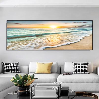 Sunshine Sea Beach Wave Sunset Scenery Canvas Painting Posters and Prints Wall Art Pictures Living Room Home Decor No Frame