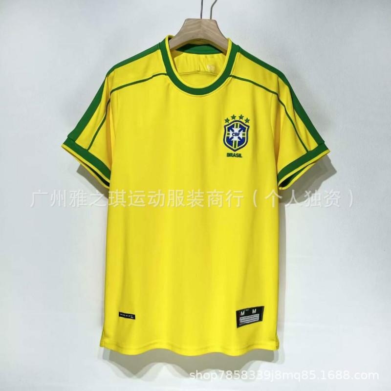 Brazil Retro Football Jerseys Short Sleeve Men Women Sports Training