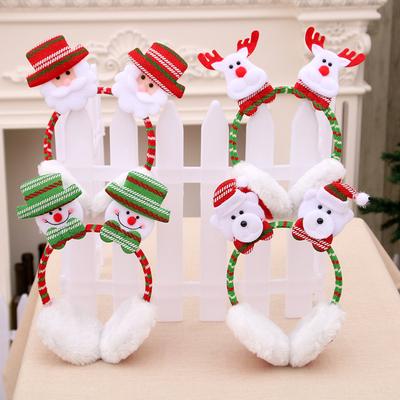 Weihnachts-Stirnband-Kopfhörer für Erwachsene und Kinder, zum Verkleiden von Weihnachten, rot, große Geweihkopfschnalle, Haarspange, Geschenk, Ohrenschützer