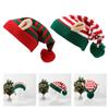 Knitted Acrylic Christmas Hats striped With Ear Top Winter Outdoor Wool Ball Daily Wear