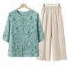 Elderly Women's Summer Floral Print Two-Piece Set