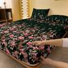 1 Proste Nowoczesne Prześcieradło z Gumką z Nadrukiem Roślin i Kwiatów, Drukowana Narzuta na Łóżko do Sypialni, Pościel (Z wyłączeniem poszewek na poduszki)