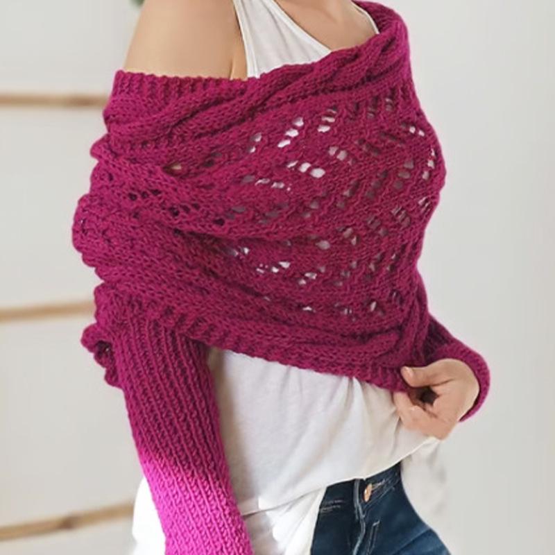Women's High-Grade Knitted Meilun Shawl with Double Sleeves for Autumn and Winter