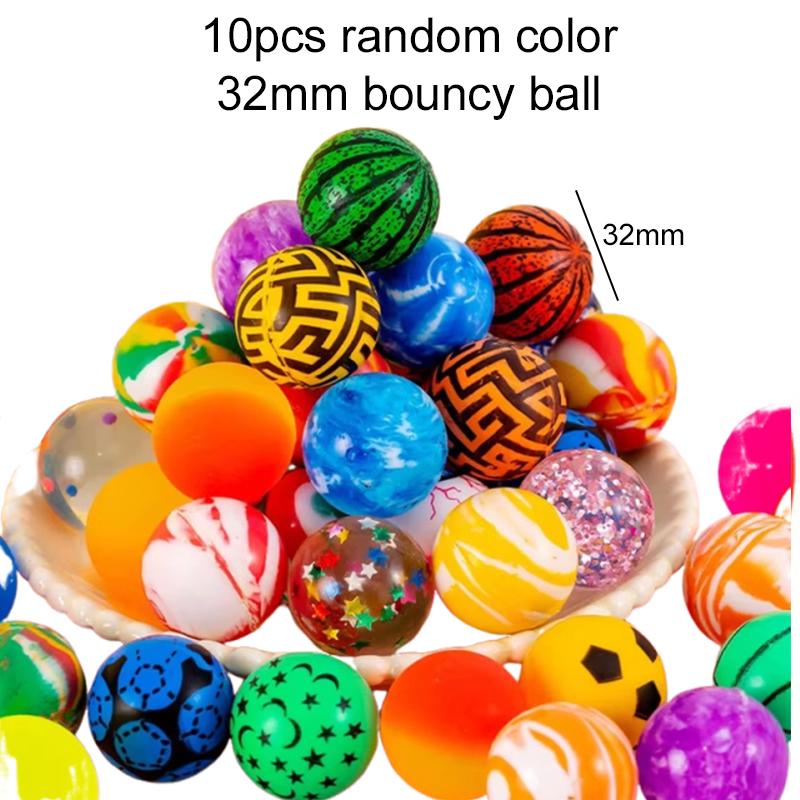 25/32mm Gummielastisk Ball Blandet Stil 10 STK Hoppeballer Barn Hoppeballer Leker Flyteball Barn Innendørs Utendørs Spill TMZ
