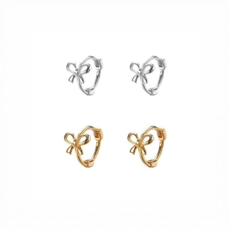 Dainty Mini Bow Hoop Earrings With Hypoallergenic Material Silver Gold Colors Perfect For Daily Wear Date Nights Gifting