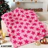 Pink Red Star Print Winter Summer Flannel Blanket Throw Fleece Soft Fuzzy Plush Cozy Fleece Blankets for Sofa Ideal Gifts