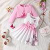 Vestiti per bambine 3M-5Y, modelli primaverili e autunnali, abito scialle, abito colorato con collo alto e giacca tinta unita, abito da bambina in due pezzi