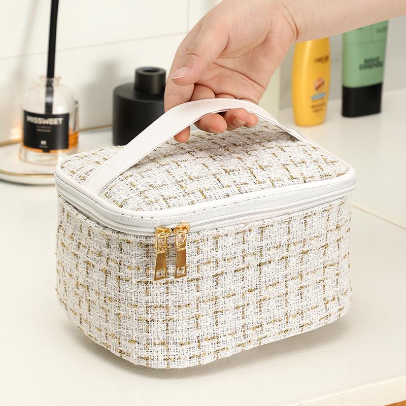 Bolsa de maquillaje de gran capacidad, nueva bolsa de almacenamiento de cosméticos de gran capacidad, bolsa de maquillaje portátil, bolsa de maquillaje de viaje de alta gama, bolsa de almacenamiento de mano para mujeres
